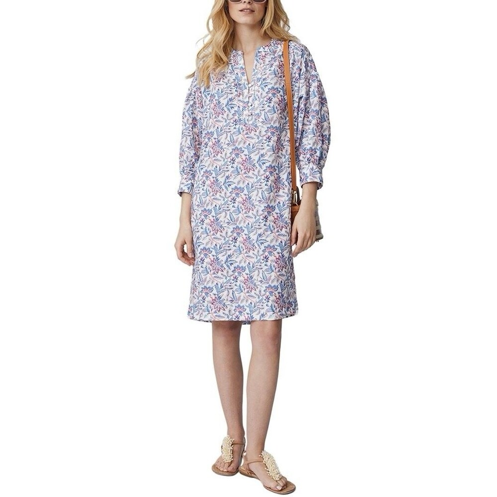 J Mclaughlin Nylee Linen Dress S Floral Bloomsbury Tropical Resort Lagenlook‎